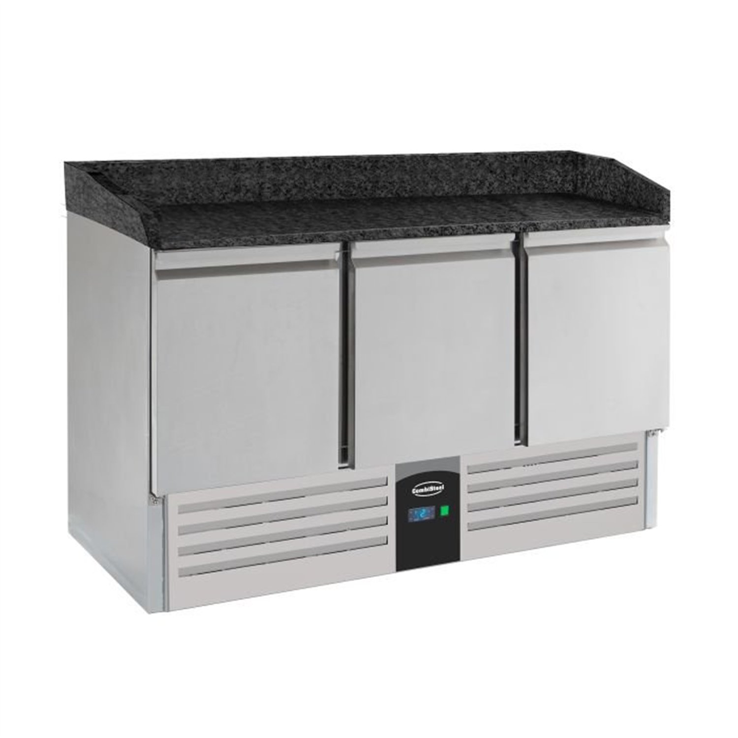 Mese de preparare pizza, 3 uși, blat din granit negru, PIZZA COUNTER 3 DOORS BLACK GRANITE WORKTOP, Combi Steel