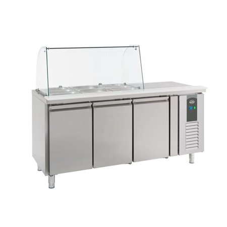 Vitrină refrigerată cu capac din sticlă, 3 uși, Combi Steel