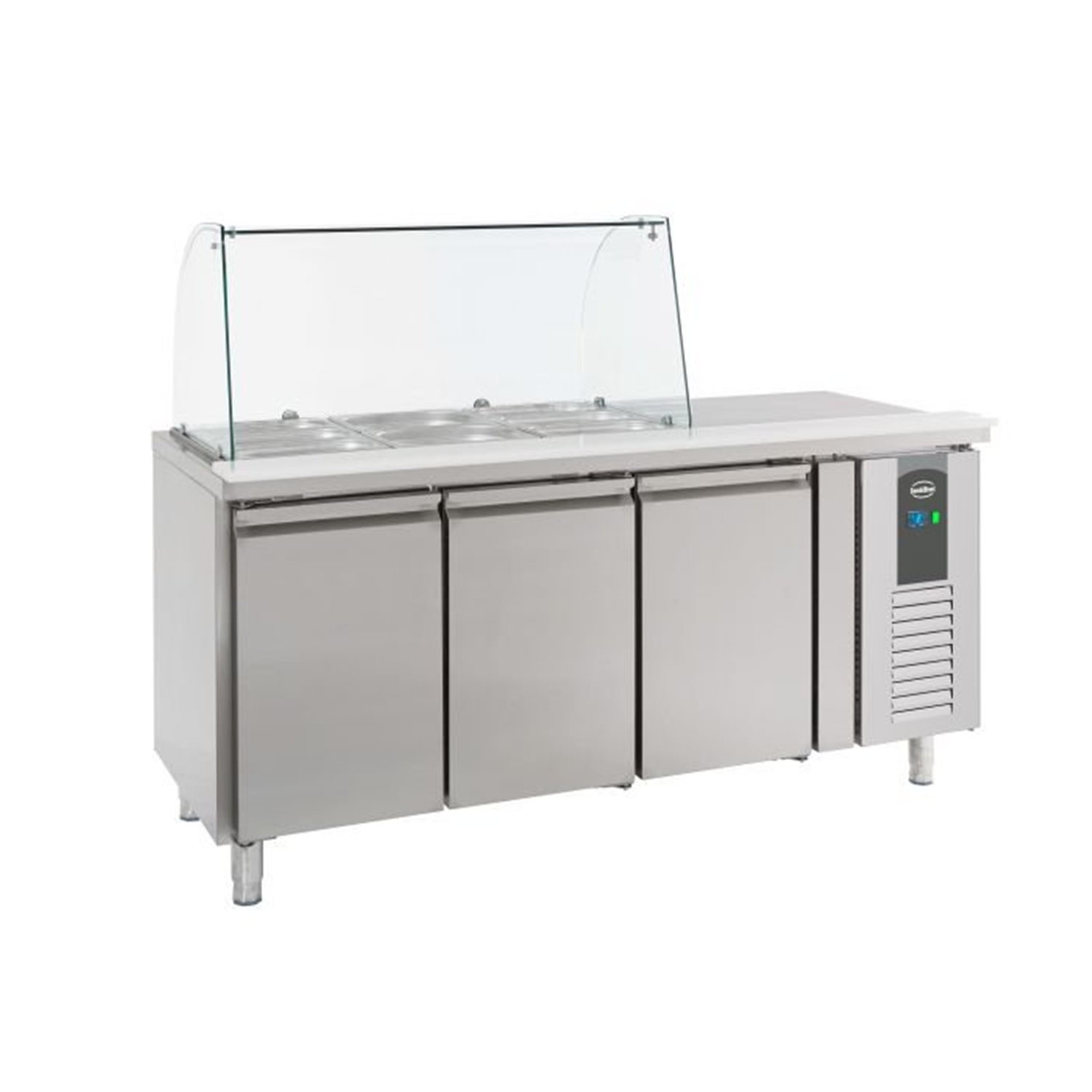 Vitrină refrigerată cu capac din sticlă, 3 uși, Combi Steel