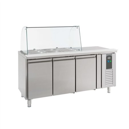 Vitrină refrigerată cu capac din sticlă, 3 uși, Combi Steel