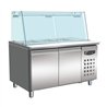 Cască frigorifică pentru patiserie, cu capac din sticlă, 2 uși, 4x 1/1 GN, Combi Steel.