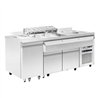 Stație bar cocktail refrigerată, inclusiv chiuvetă, spălător de pahare, recipiente GN, suport rapid pentru sticle, tocător și co