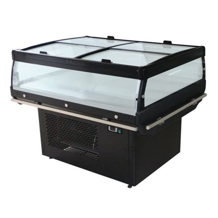 Insulă frigorifică cu capac din sticlă, 1.3 m, Combi Steel