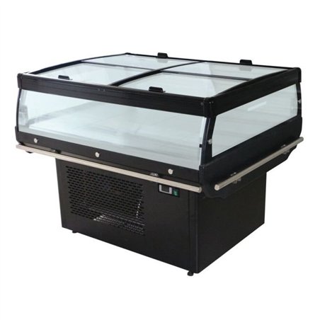 Insulă frigorifică cu capac din sticlă, 1.3 m, Combi Steel
