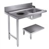 Masă de intrare, raft inferior cu orificiu pentru deșeuri, 1200 stânga, 7280.0045-0046, Combi Steel
