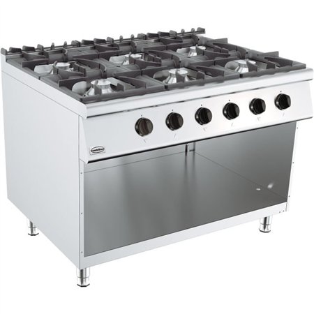 Aragaz profesional pe gaz, 6 arzătoare, BASE 900 GAS RANGE 6 BU., Combi Steel