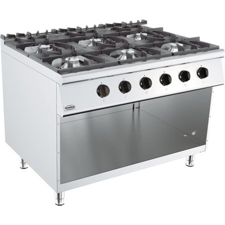 Aragaz profesional pe gaz, 6 arzătoare, BASE 900 GAS RANGE 6 BU., Combi Steel