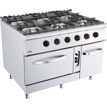 Aragaz pe gaz, 6 arzătoare, cuptor pe gaz, BASE 900 GAS STOVE 6 BU. WITH GAS OVEN, Combi Steel