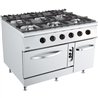 Aragaz pe gaz, 6 arzătoare, cuptor pe gaz, BASE 900 GAS STOVE 6 BU. WITH GAS OVEN, Combi Steel