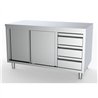 Masă de lucru cu uși glisante și sertare, 1600 mm, dreapta, 700 WORKTABLE SLIDING DOORS DRAWERS RIGHT 1600, Combi Steel