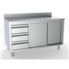 Masă de lucru cu uși glisante și sertare, 1800 mm, stânga cu spătar, 700 WORKTABLE SLIDING DOORS DRAWERS LEFT WITH UPSTAND 1800,