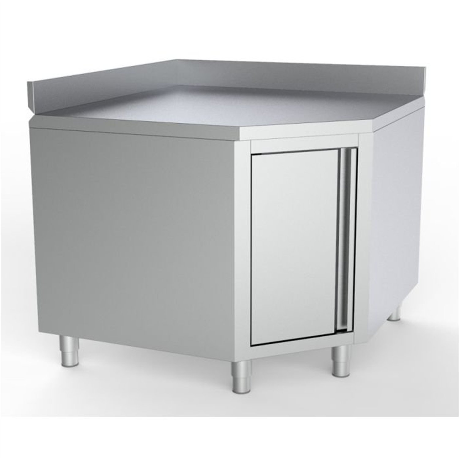 Masă de lucru colțară cu ușă și spate înalt, 1000/1000 pentru mese de 700mm, Combi Steel