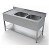 Unitate chiuvetă, cu raft inferior, 2 compartimente, 1600 mm, Combi Steel