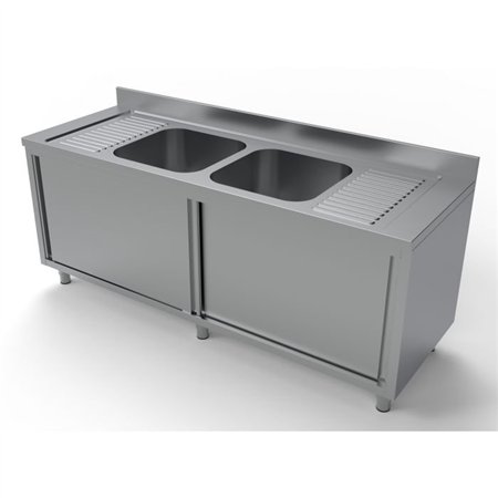 Unitate chiuvetă, cu uși glisante, 2 compartimente, 2000 mm, Combi Steel