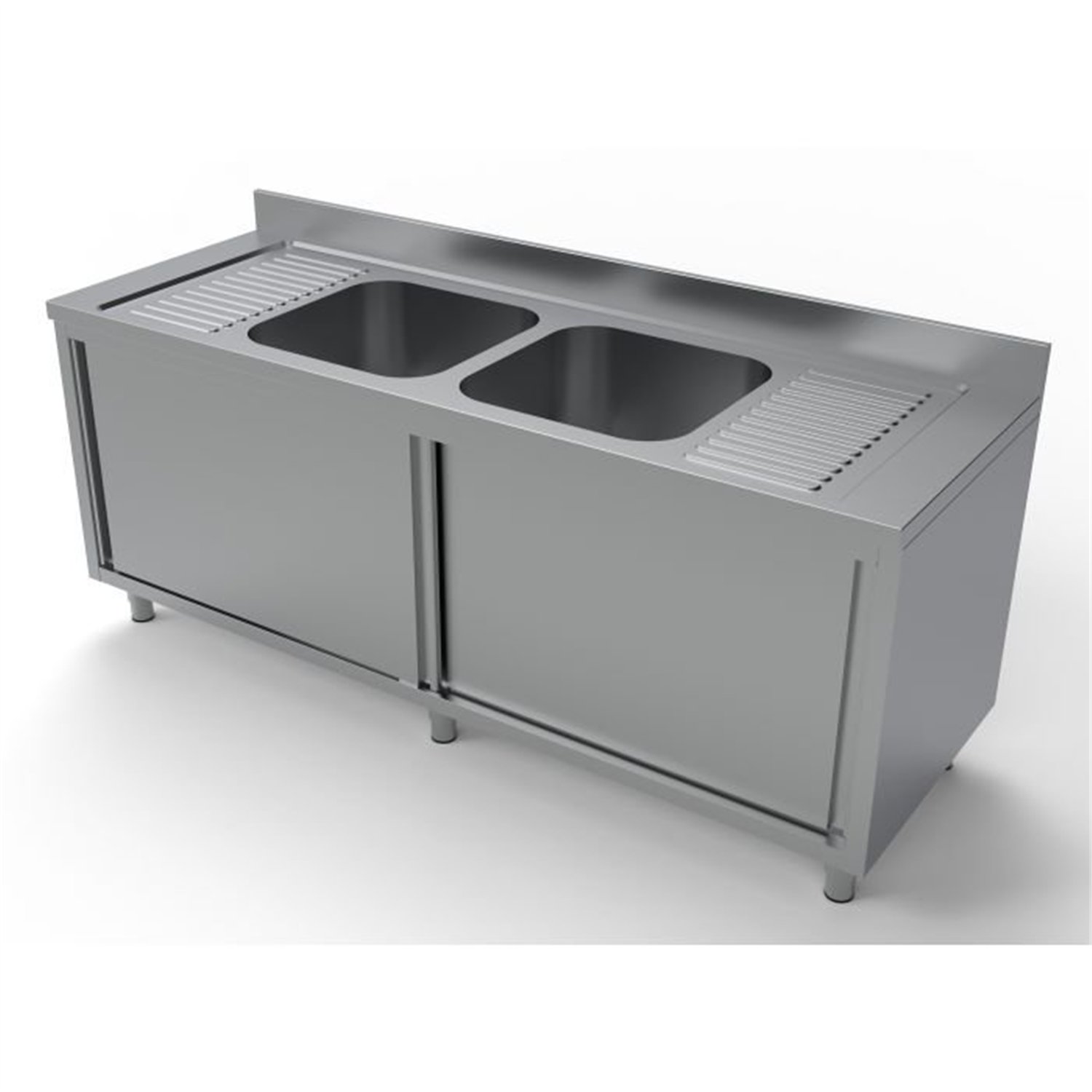 Unitate chiuvetă, cu uși glisante, 2 compartimente, 2000 mm, Combi Steel