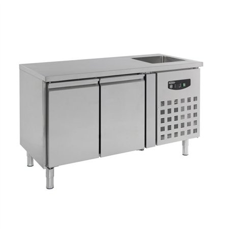 Masă frigorifică cu chiuvetă, 2 uși, 700 REFRIGERATED COUNTER SINK 2 DOORS, Combi Steel