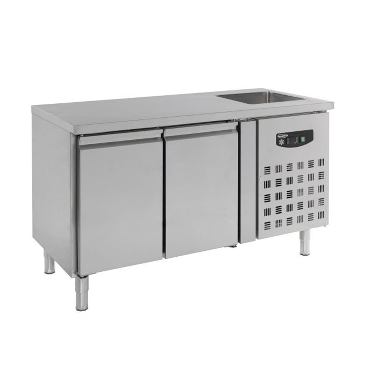 Masă frigorifică cu chiuvetă, 2 uși, 700 REFRIGERATED COUNTER SINK 2 DOORS, Combi Steel
