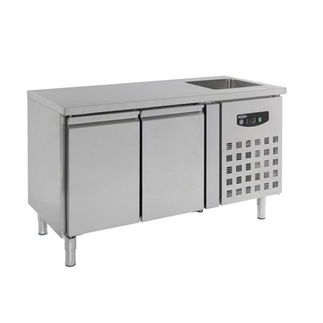 Masă frigorifică cu chiuvetă, 2 uși, 700 REFRIGERATED COUNTER SINK 2 DOORS, Combi Steel