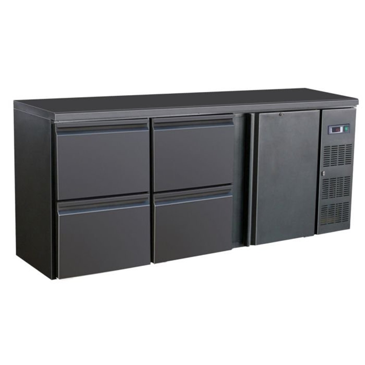 Răcitor băuturi, 1 ușă, 4 sertare, BARCOOLER BLACK 1 DOOR AND 4 DRAWERS, Combi Steel