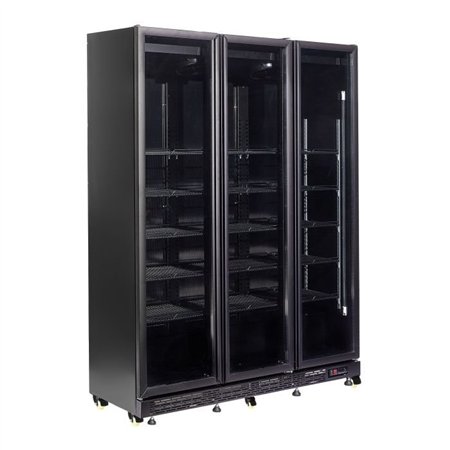 Vitrină frigorifică cu 3 uși din sticlă, negru, model NAP-1200 *TRANSPORT PE CERERE*, marca Combi Steel