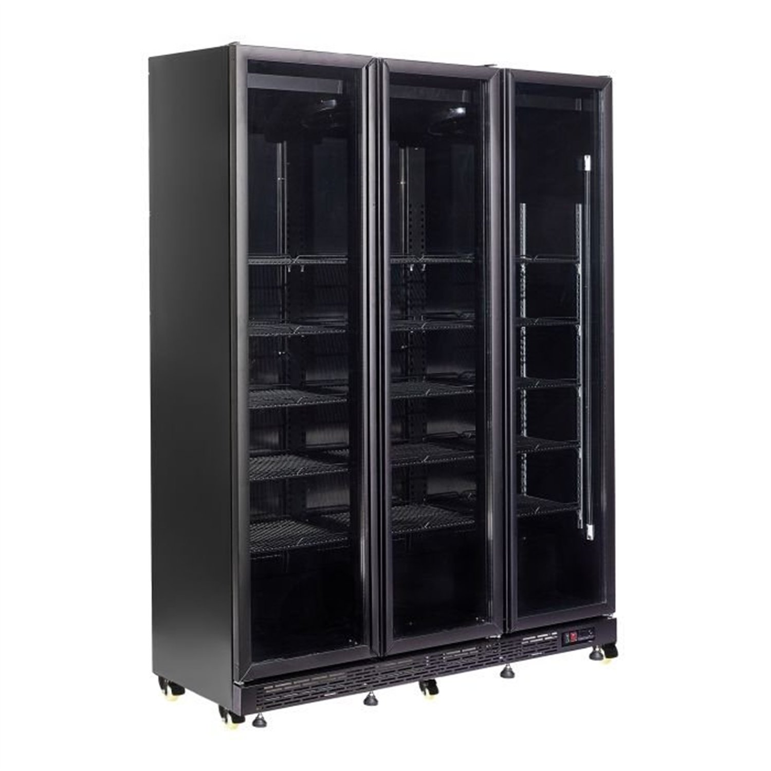 Vitrină frigorifică cu 3 uși din sticlă, negru, model NAP-1200 *TRANSPORT PE CERERE*, marca Combi Steel