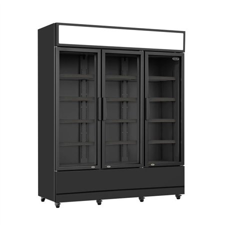 Vitrină frigorifică cu 3 uși din sticlă, negru, FCU-1200 BL, Combi Steel