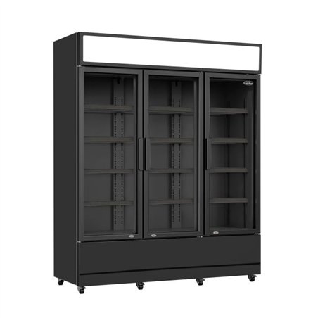 Vitrină frigorifică cu 3 uși din sticlă, negru, FCU-1200 BL, Combi Steel