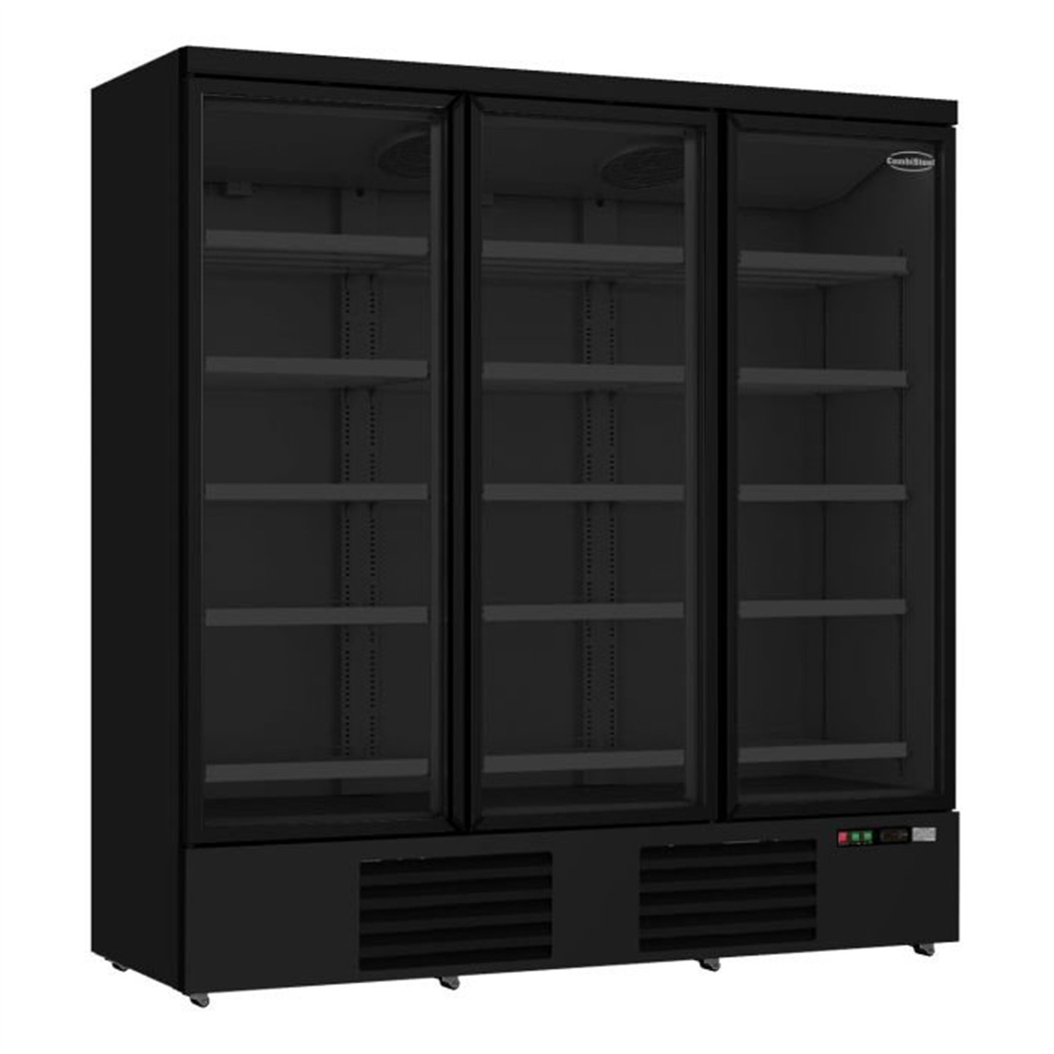 Vitrină frigorifică frigorifică, 3 uși din sticlă, negru, JDE-1530R BL, Combi Steel