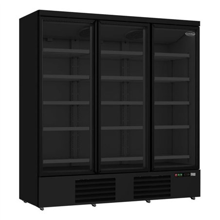 Vitrină frigorifică frigorifică, 3 uși din sticlă, negru, JDE-1530R BL, Combi Steel