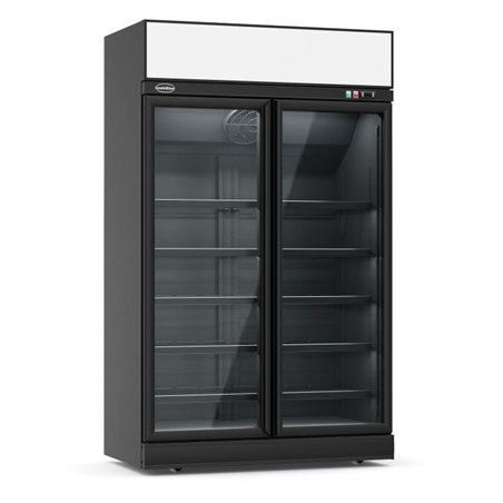 Vitrină frigorifică cu 2 uși din sticlă, negru, INS-1000R BL, Combi Steel