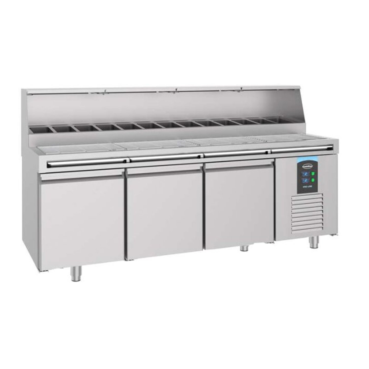 Masă de preparare pizza, 3 uși, 13x 1/3GN, PIZZA COUNTER 3 DOORS 13x 1/3GN CONTAINER, Combi Steel