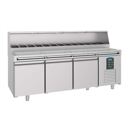 Masă de preparare pizza, 3 uși, 13x 1/3GN, PIZZA COUNTER 3 DOORS 13x 1/3GN CONTAINER, Combi Steel