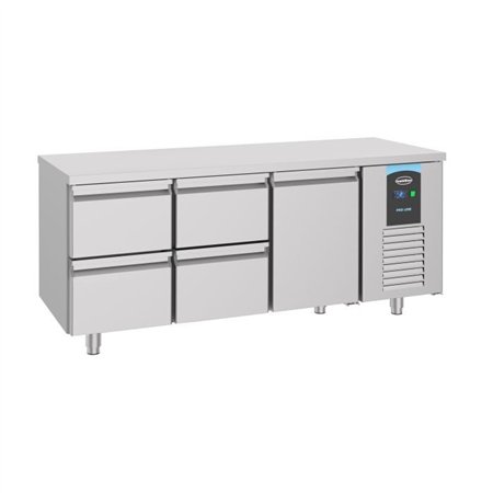 Masă frigorifică, 1 ușă, 4 sertare, 700 REFRIGERATED COUNTER ENERGY LINE, Combi Steel