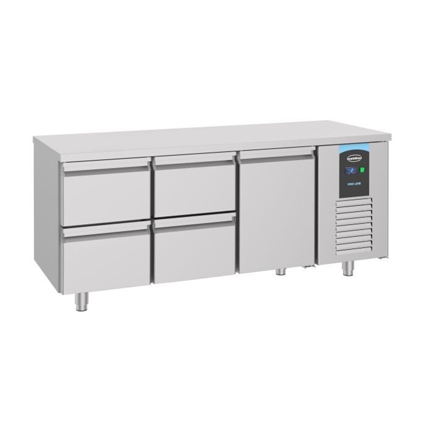 Masă frigorifică, 1 ușă, 4 sertare, 700 REFRIGERATED COUNTER ENERGY LINE, Combi Steel