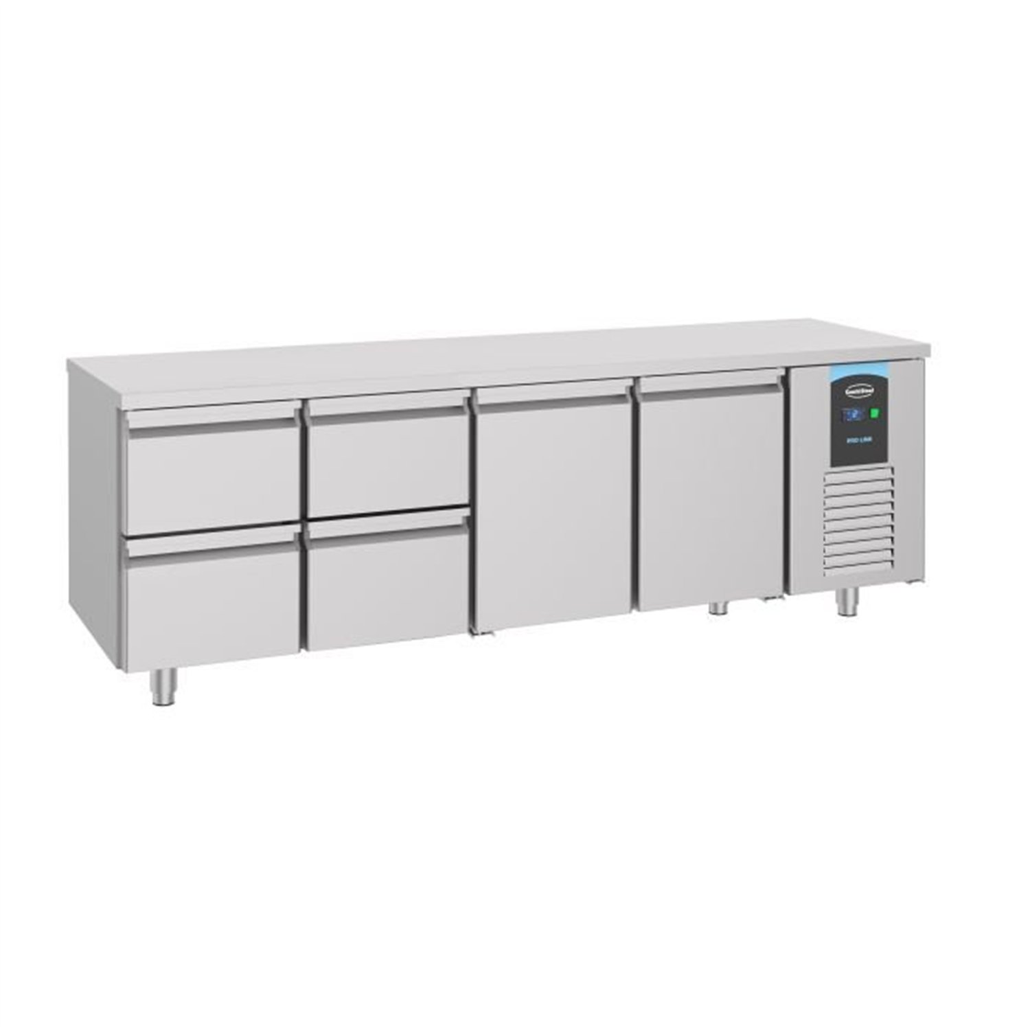 Masă frigorifică, 2 uși, 4 sertare, Energy Line, 700 REFRIGERATED COUNTER 2 DOORS 4 DRAWERS, Combi Steel