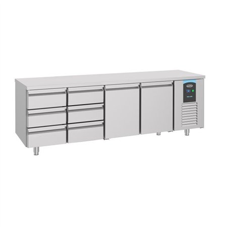 Masă frigorifică, 2 uși, 6 sertare, linie energetică, 700 REFRIGERATED COUNTER 2 DOORS 6 DRAWERS ENERGY LINE, Combi Steel