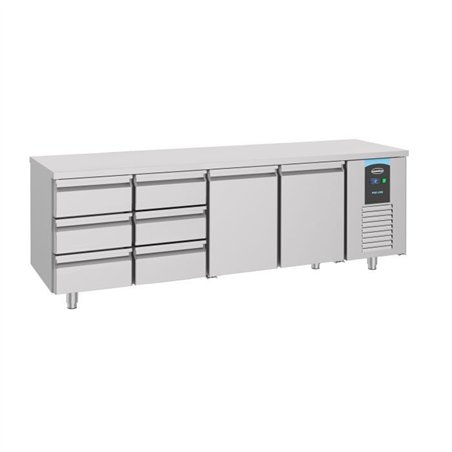 Masă frigorifică, 2 uși, 6 sertare, linie energetică, 700 REFRIGERATED COUNTER 2 DOORS 6 DRAWERS ENERGY LINE, Combi Steel