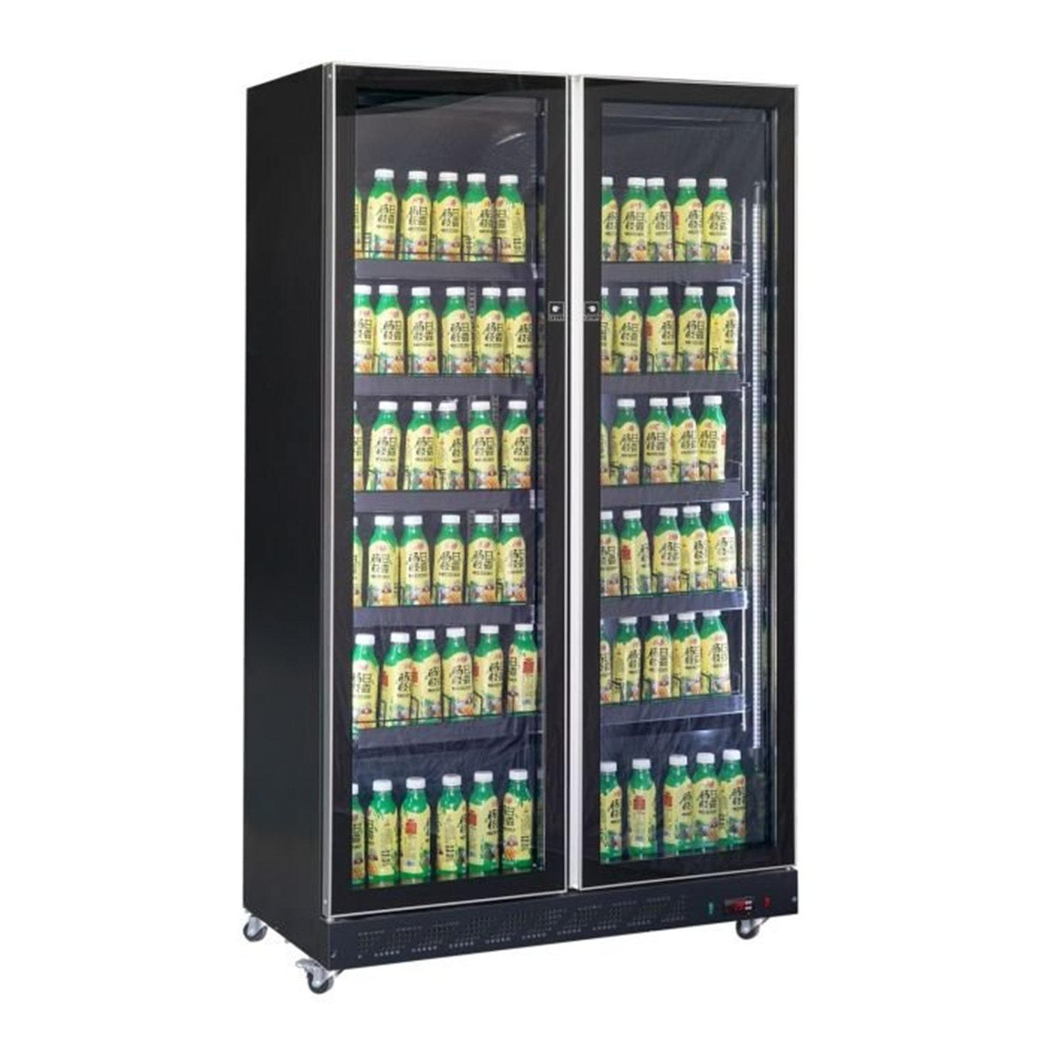 Vitrină frigorifică cu 2 uși din sticlă, negru, Combi Steel