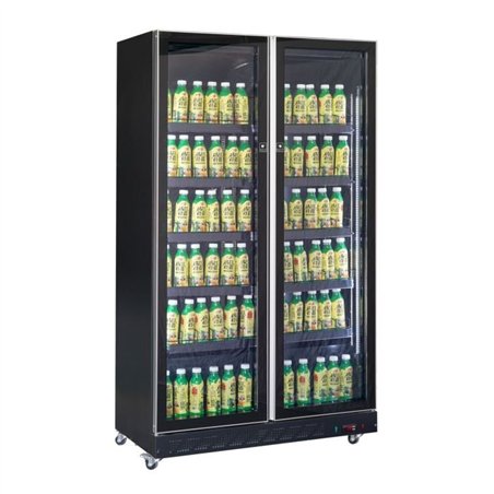 Vitrină frigorifică cu 2 uși din sticlă, negru, Combi Steel