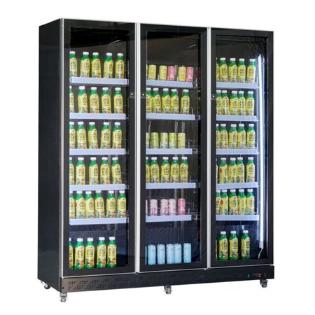 Vitrină frigorifică cu 3 uși din sticlă, negru, Combi Steel