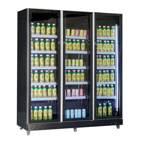 Vitrină frigorifică cu 3 uși din sticlă, negru, Combi Steel