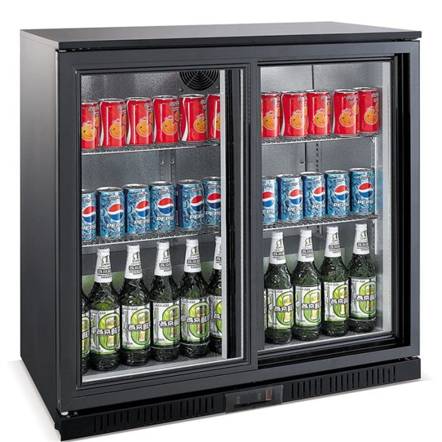 Răcitor backbar, 2 uși glisante, negru, BACKBAR COOLER BLACK 2 SLIDING DOORS, Combi Steel
