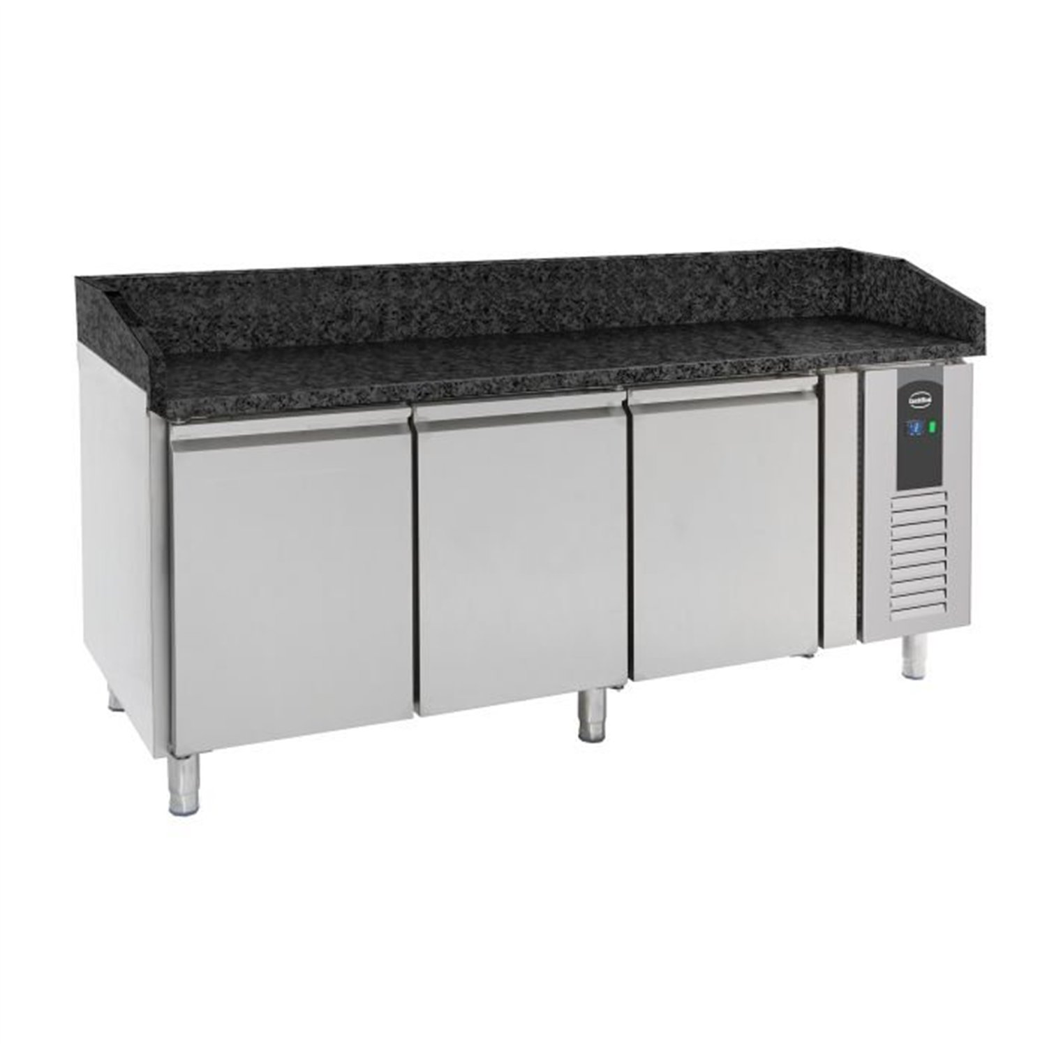 Mese de preparare pizza, 3 uși, blat din granit negru, PIZZA COUNTER 3 DOORS BLACK GRANITE WORKTOP, Combi Steel