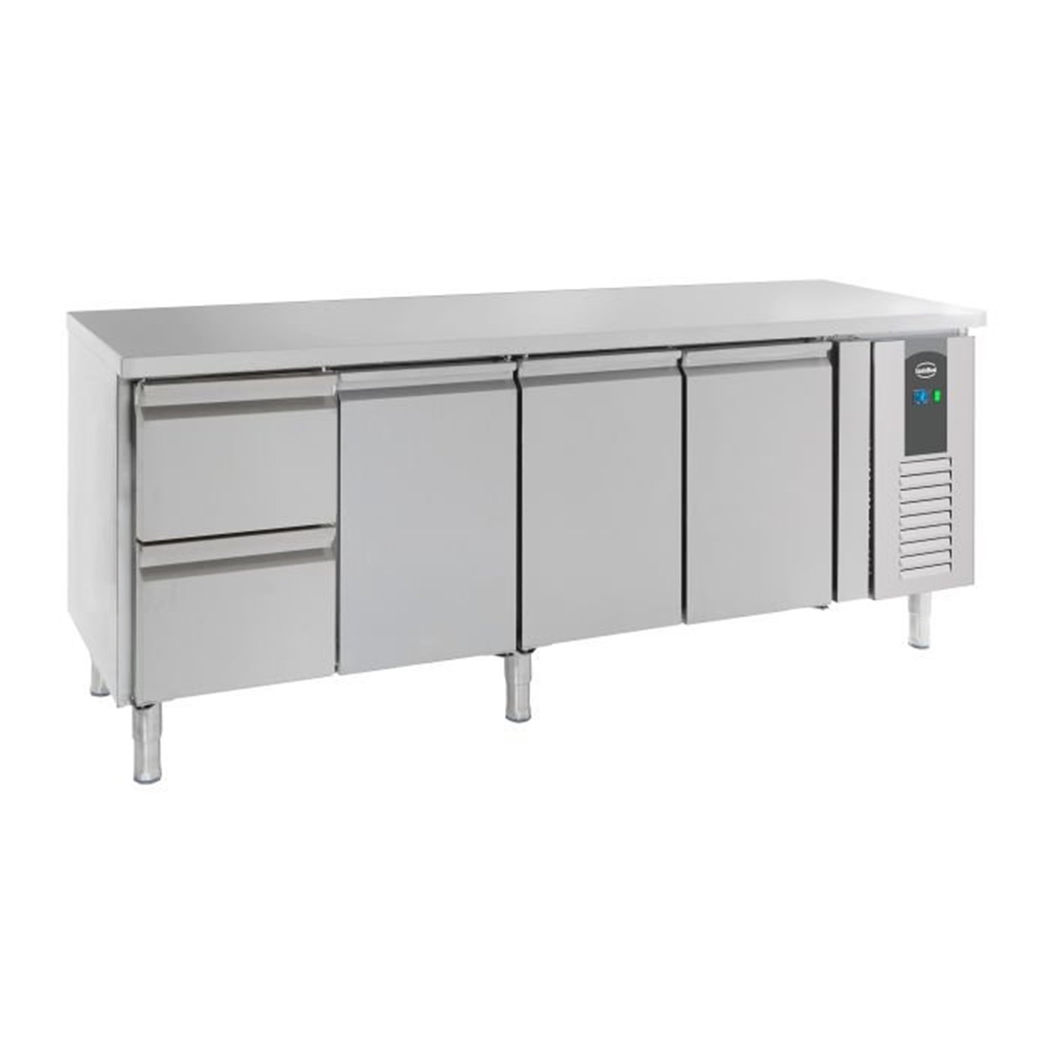 Masă frigorifică, 3 uși și 2 sertare, 700 REFRIGERATED COUNTER, Combi Steel