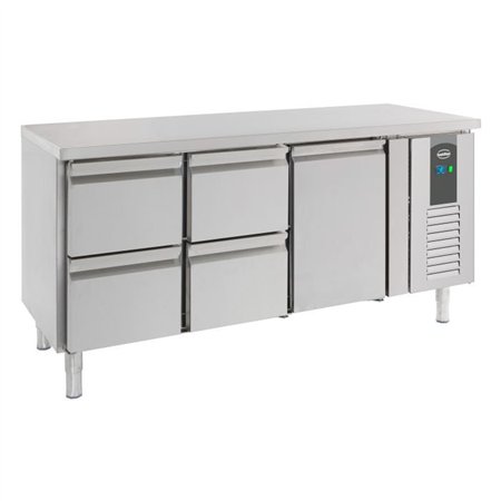 Masă frigorifică, 1 ușă și 4 sertare, 700 REFRIGERATED COUNTER 1 DOOR AND 4 DRAWERS, Combi Steel