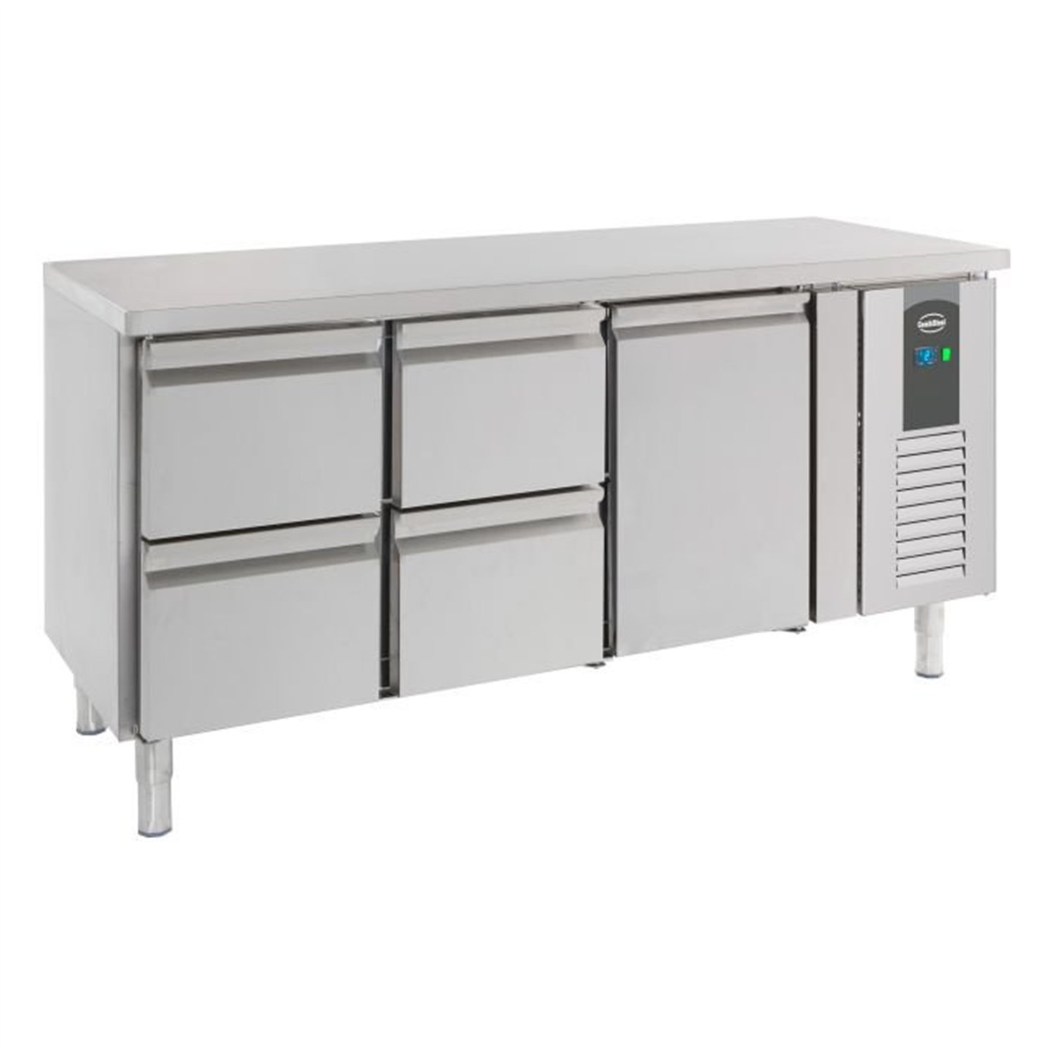 Masă frigorifică, 1 ușă și 4 sertare, 700 REFRIGERATED COUNTER 1 DOOR AND 4 DRAWERS, Combi Steel