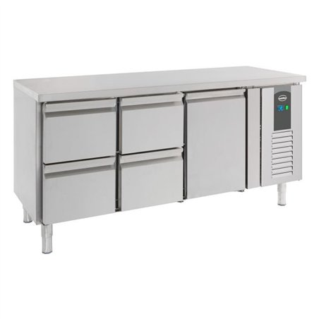 Masă frigorifică, 1 ușă și 4 sertare, 700 REFRIGERATED COUNTER 1 DOOR AND 4 DRAWERS, Combi Steel