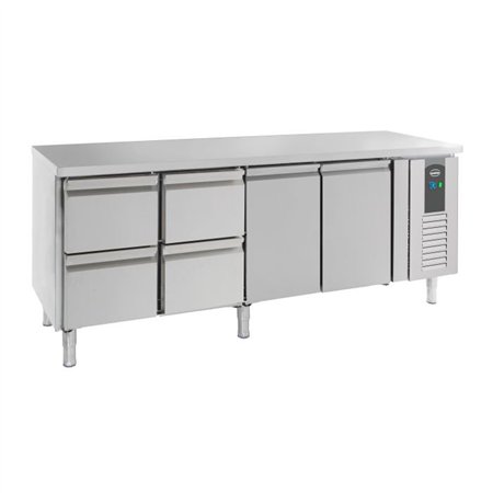 Masă frigorifică, 2 uși și 4 sertare, 700 REFRIGERATED COUNTER 2 DOORS AND 4 DRAWERS, Combi Steel