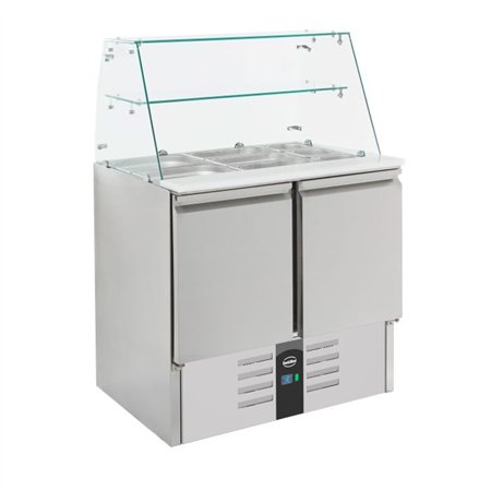 Saladette refrigerată, cu capac din sticlă, 2 uși, Combi Steel