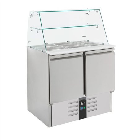 Saladette refrigerată, cu capac din sticlă, 2 uși, Combi Steel